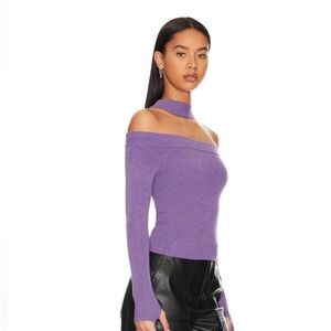 NBD Maral Off Shoulder Sweater in Purple NWOT Size S